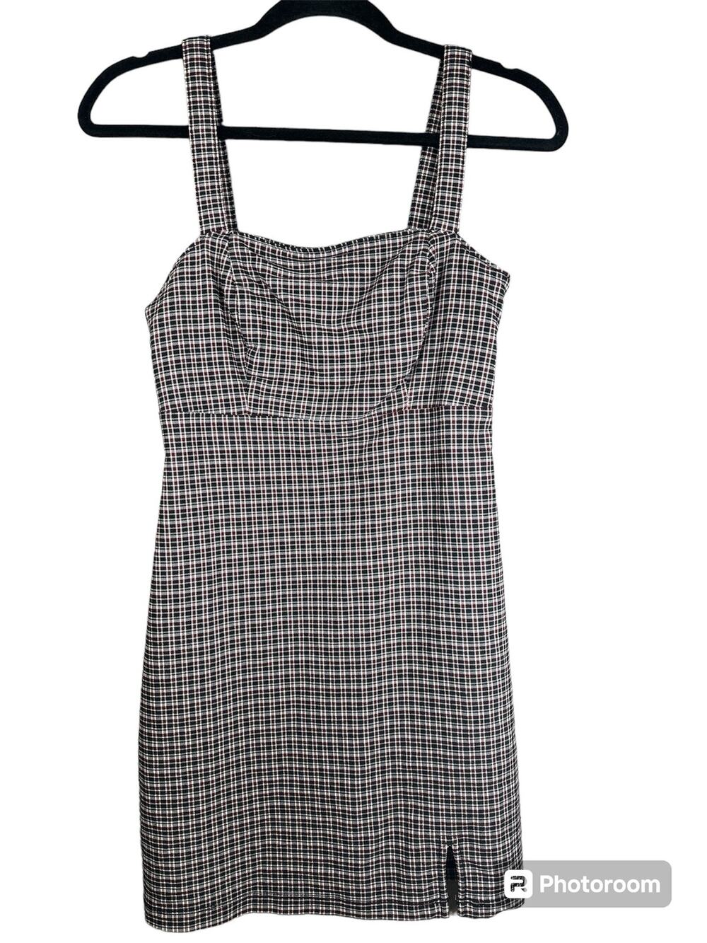 Hollister Sleeveless Plaid Red Black Adjustable Straps Sheath Dress Size XS